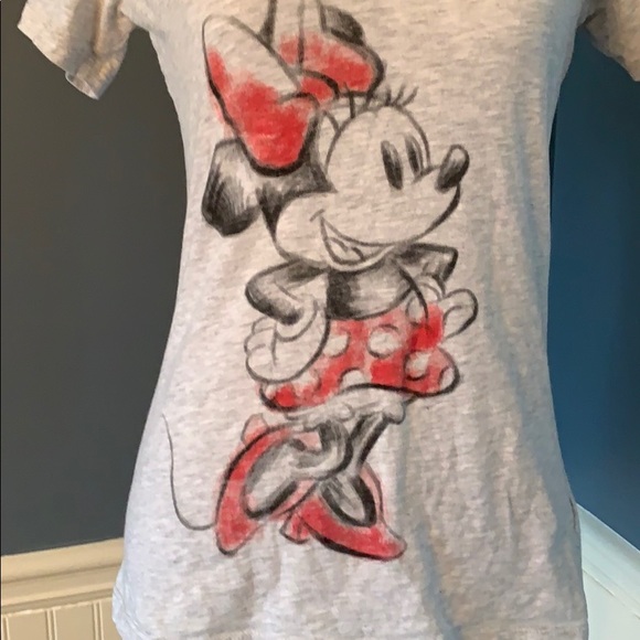 Disney Minnie Mouse Sketch V-Neck Gray Top Size S - Picture 2 of 8